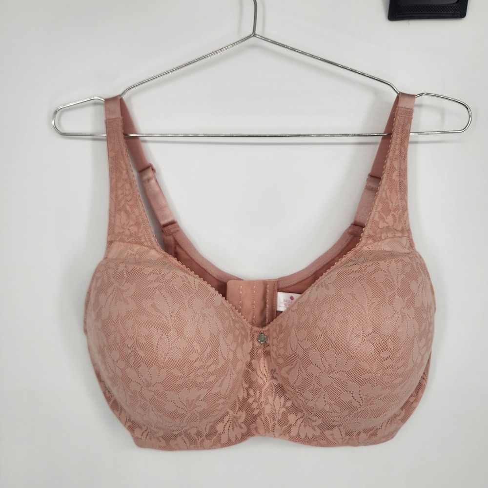 Breezies Wild Rose Lace Unlined Underwire Support Bra Pink 38DD - Picture 1 of 5